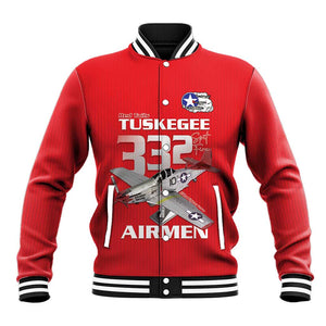 Tuskegee Red Tails Airmen Baseball Jacket 332nd Fighter Group - Red - African Pride