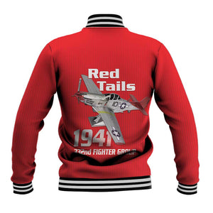 Tuskegee Red Tails Airmen Baseball Jacket 332nd Fighter Group - Red - African Pride