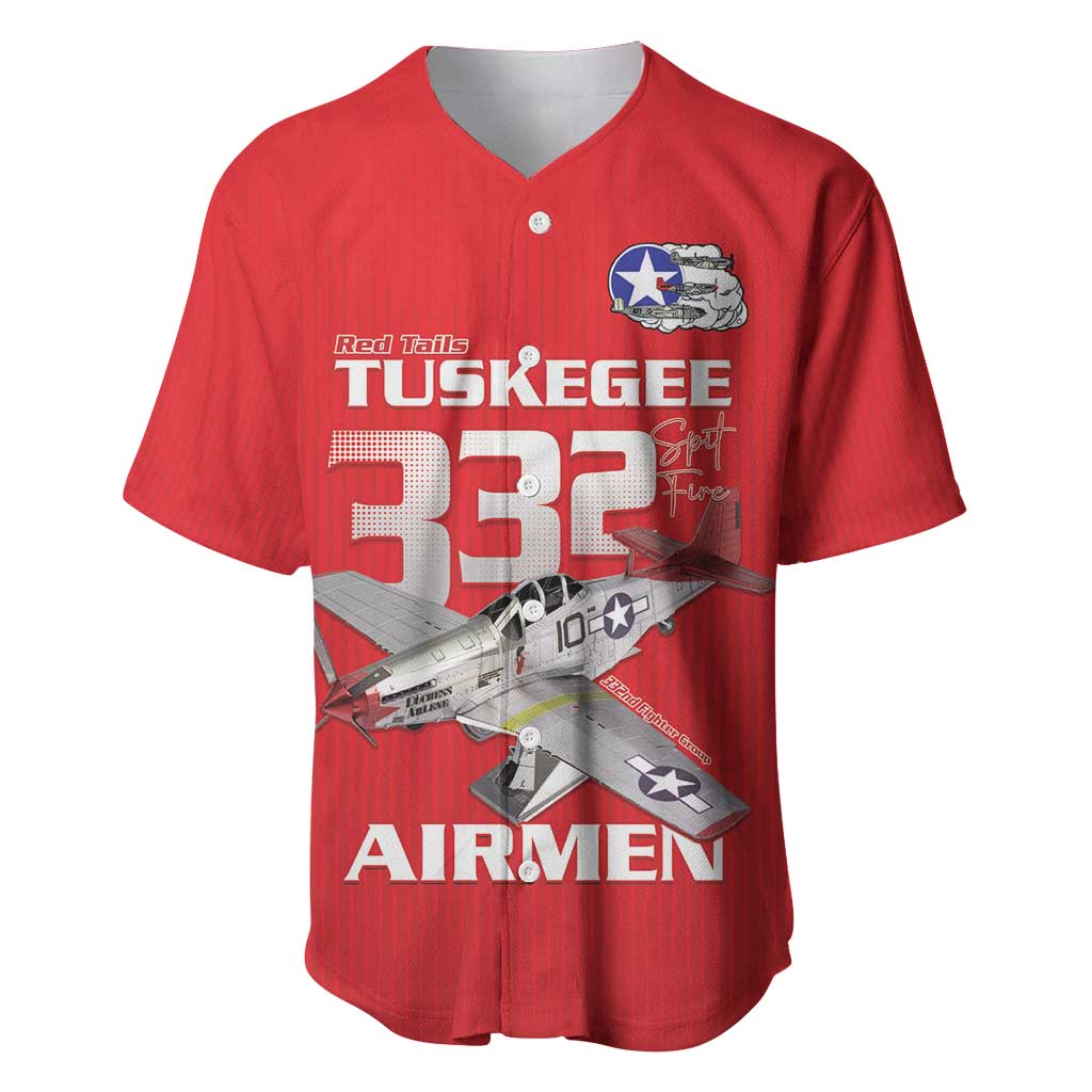 Tuskegee Red Tails Airmen Baseball Jersey 332nd Fighter Group - Red - African Pride