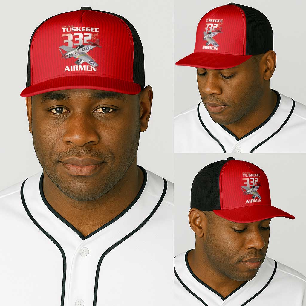 Tuskegee Red Tails Airmen Baseball Net Cap 332nd Fighter Group - Red - African Pride