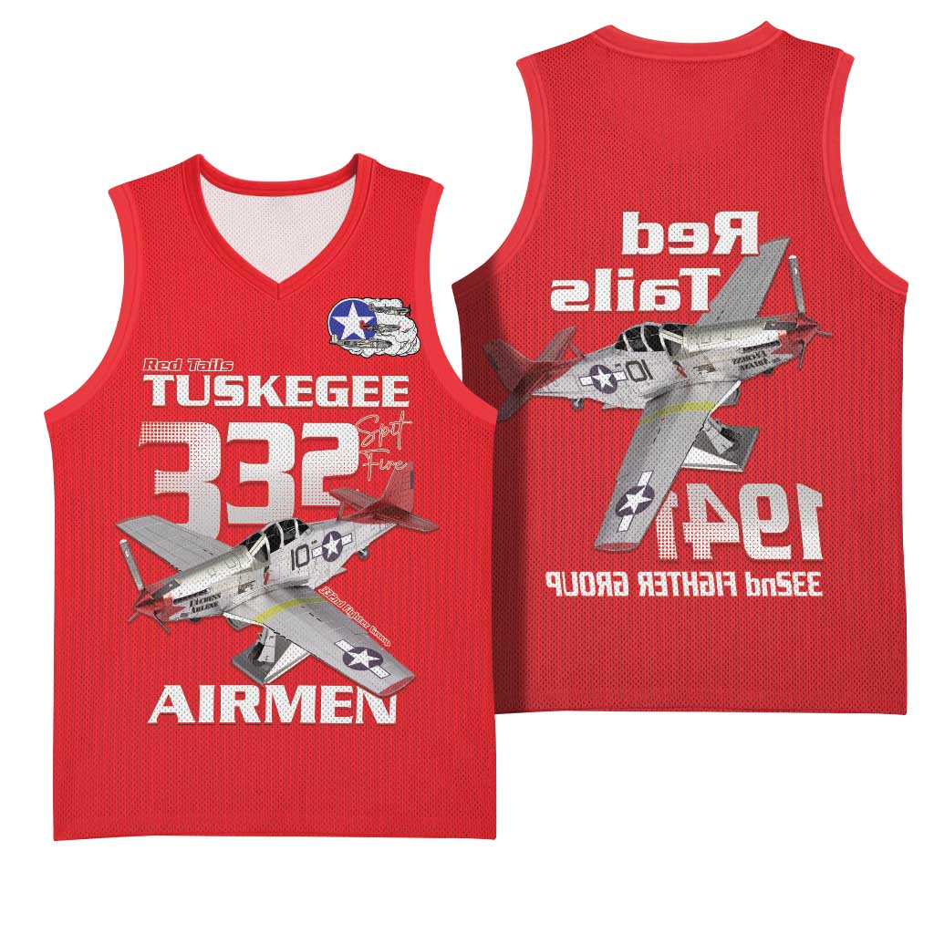 Tuskegee Red Tails Airmen Basketball Jersey 332nd Fighter Group - Red - African Pride