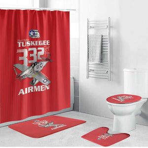 Tuskegee Red Tails Airmen Bathroom Set P-51 Mustang 332nd Fighter Group - Red
