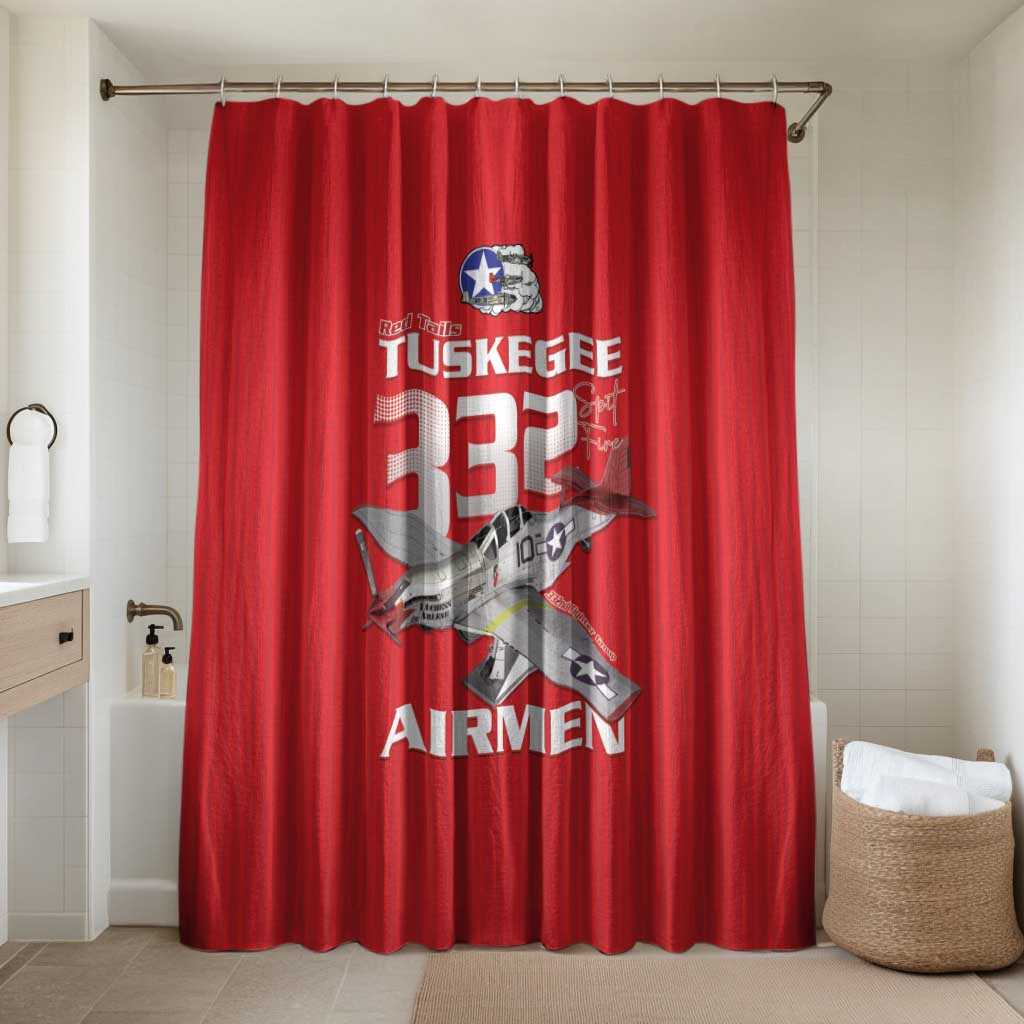 Tuskegee Red Tails Airmen Bathroom Set P-51 Mustang 332nd Fighter Group - Red