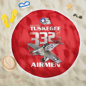 Tuskegee Red Tails Airmen Beach Blanket 332nd Fighter Group - Red - African Pride