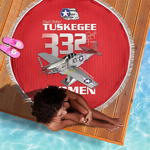 Tuskegee Red Tails Airmen Beach Blanket 332nd Fighter Group - Red - African Pride