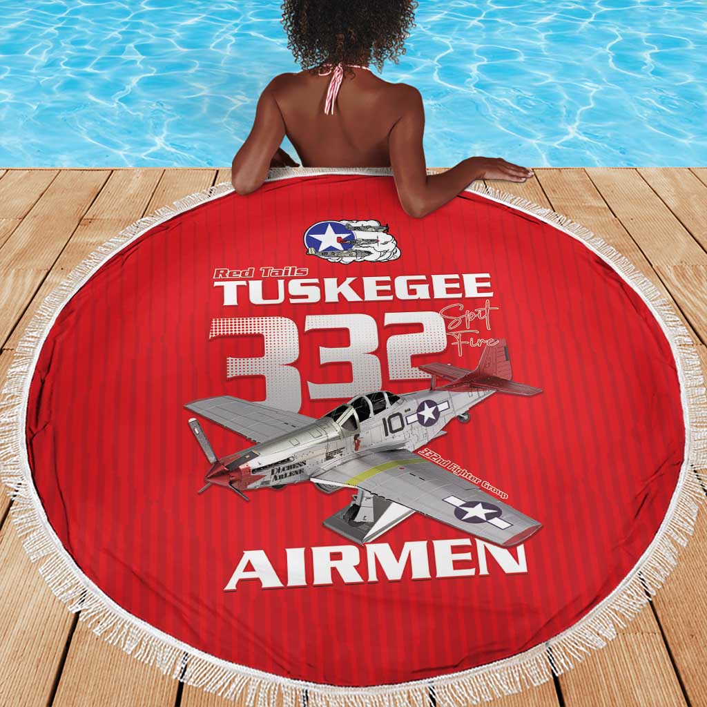 Tuskegee Red Tails Airmen Beach Blanket 332nd Fighter Group - Red - African Pride