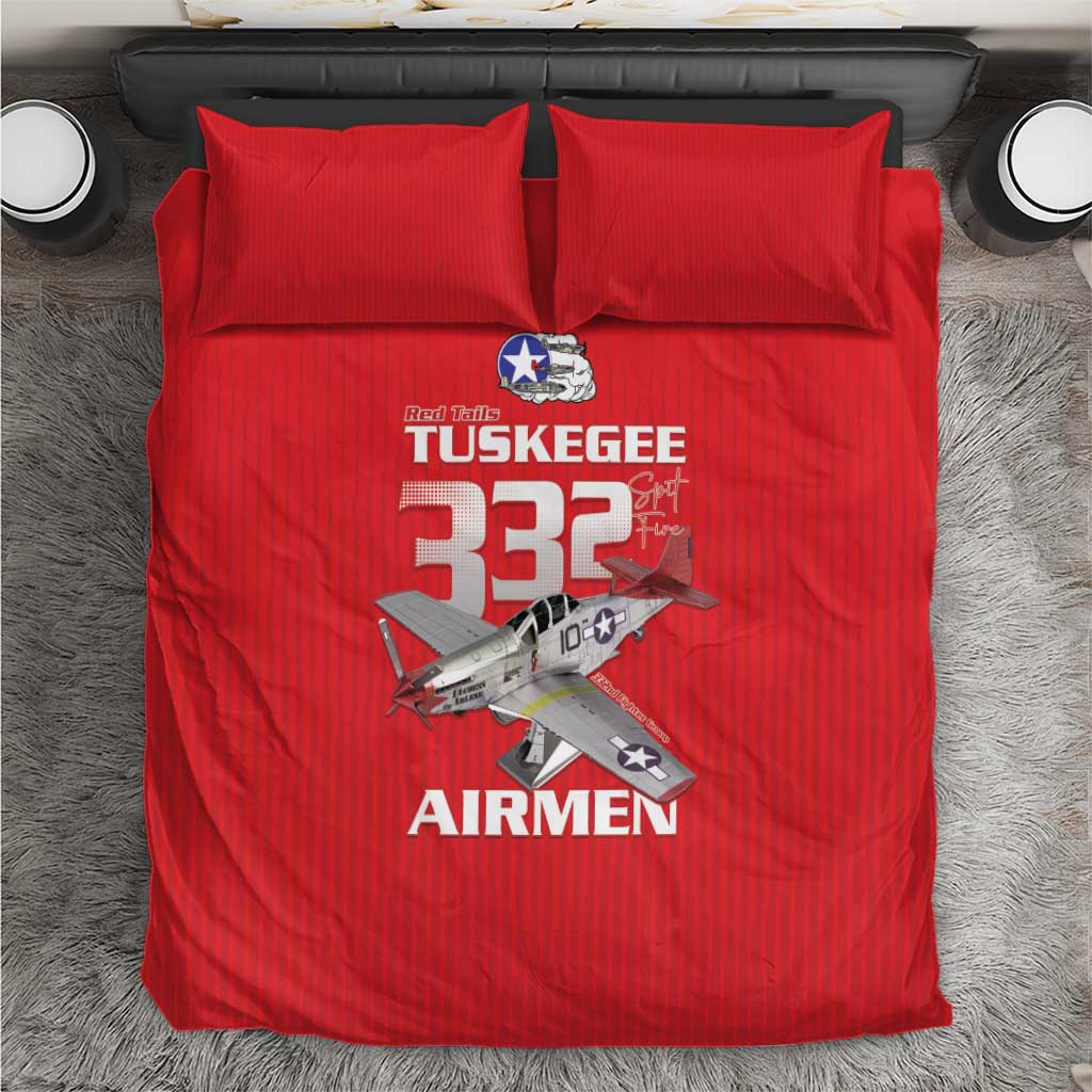 Tuskegee Red Tails Airmen Bedding Set 332nd Fighter Group - Red - African Pride