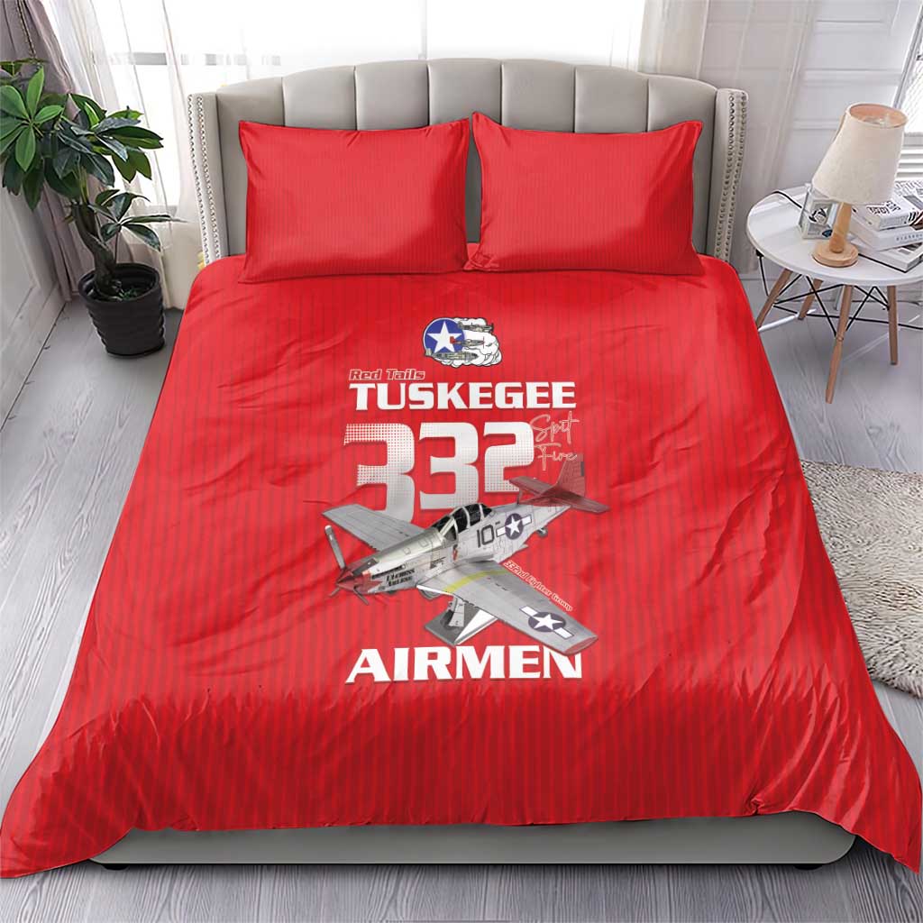 Tuskegee Red Tails Airmen Bedding Set 332nd Fighter Group - Red - African Pride