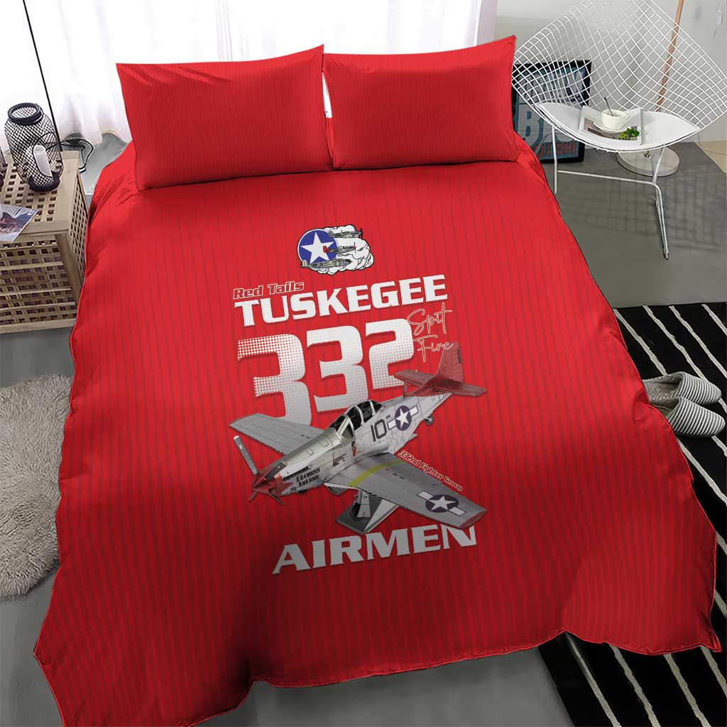 Tuskegee Red Tails Airmen Bedding Set 332nd Fighter Group - Red - African Pride