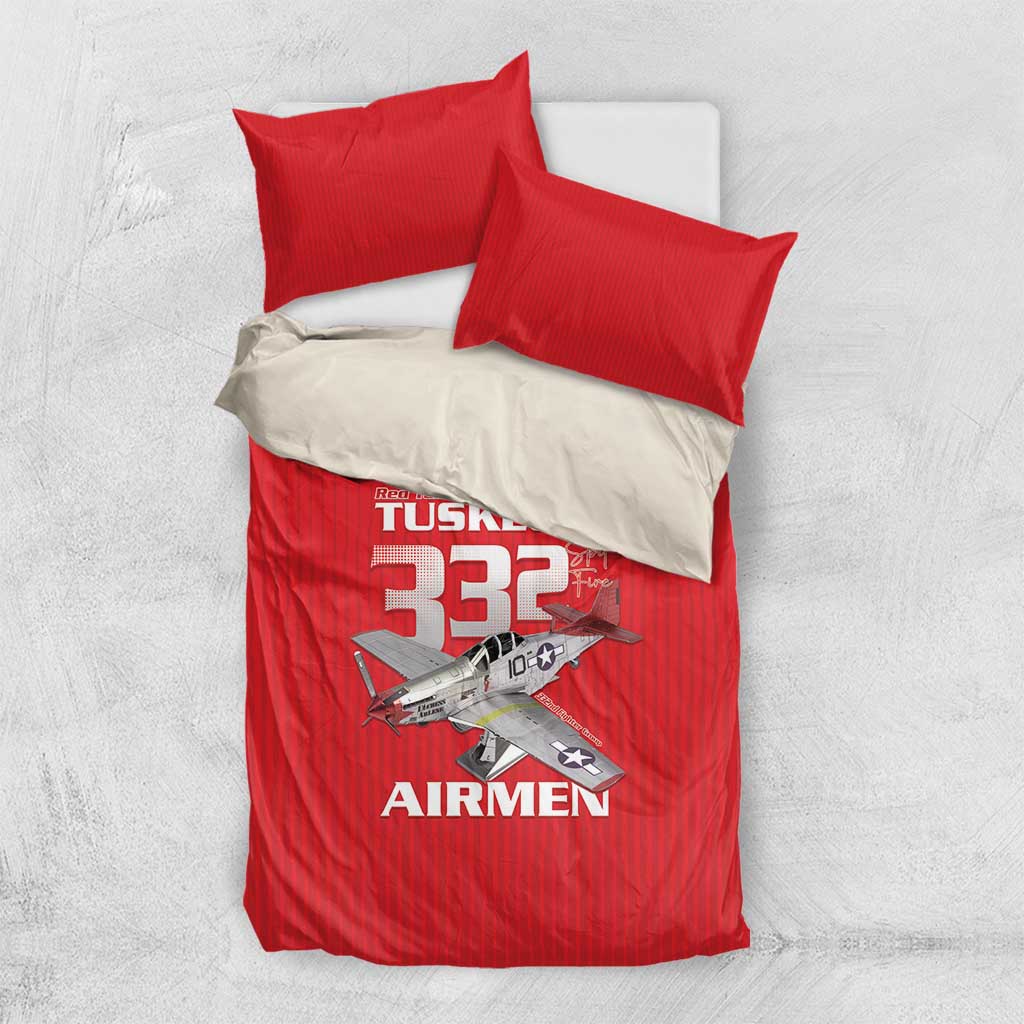 Tuskegee Red Tails Airmen Bedding Set 332nd Fighter Group - Red - African Pride