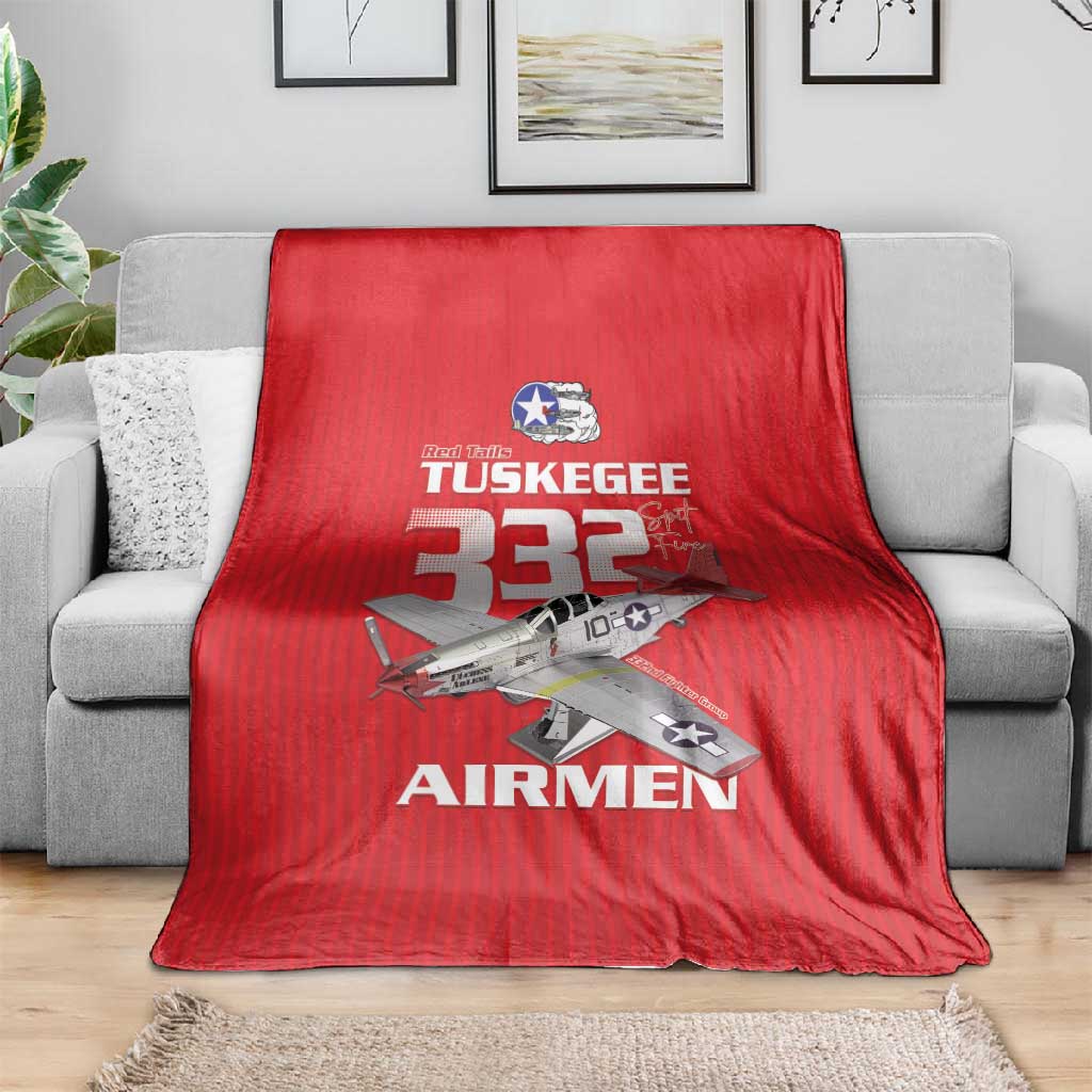 Tuskegee Red Tails Airmen Blanket 332nd Fighter Group - Red - African Pride