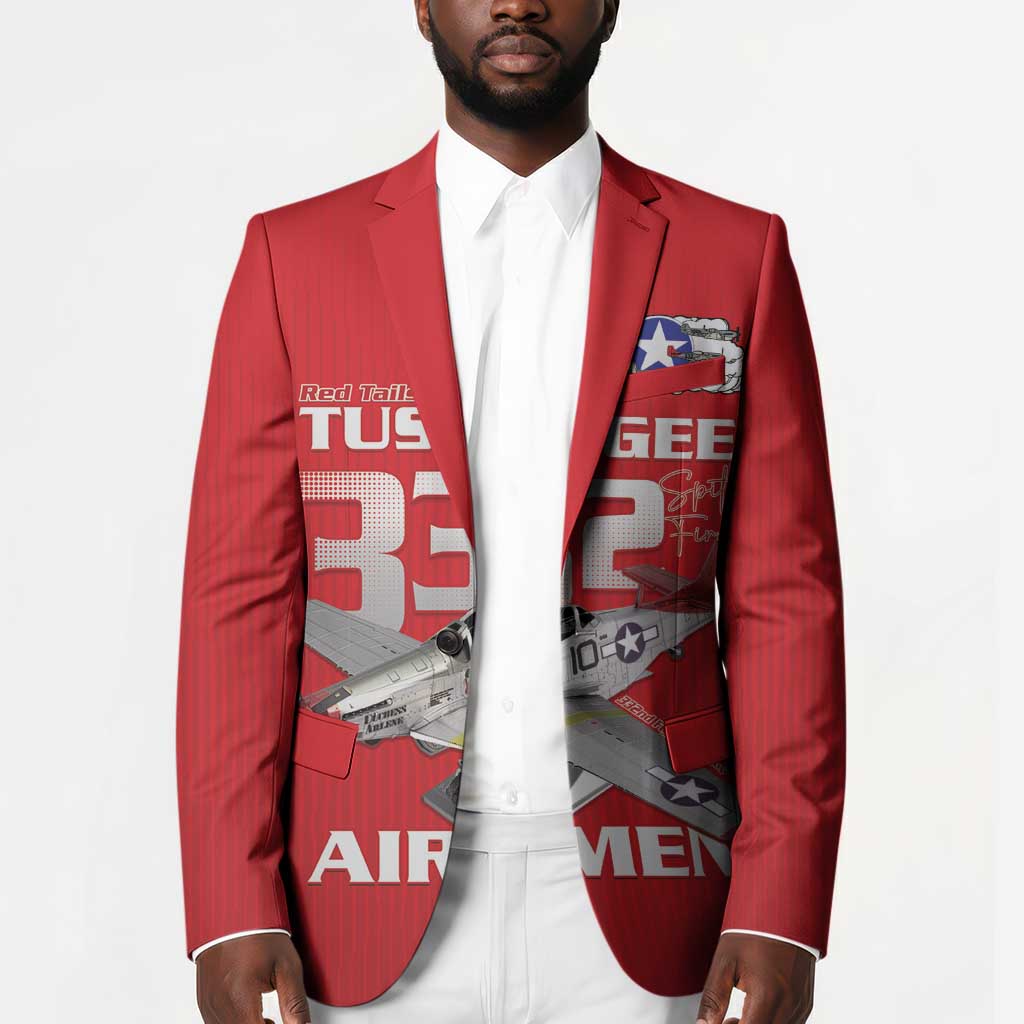 Tuskegee Red Tails Airmen Blazer P-51 Mustang 332nd Fighter Group - Red