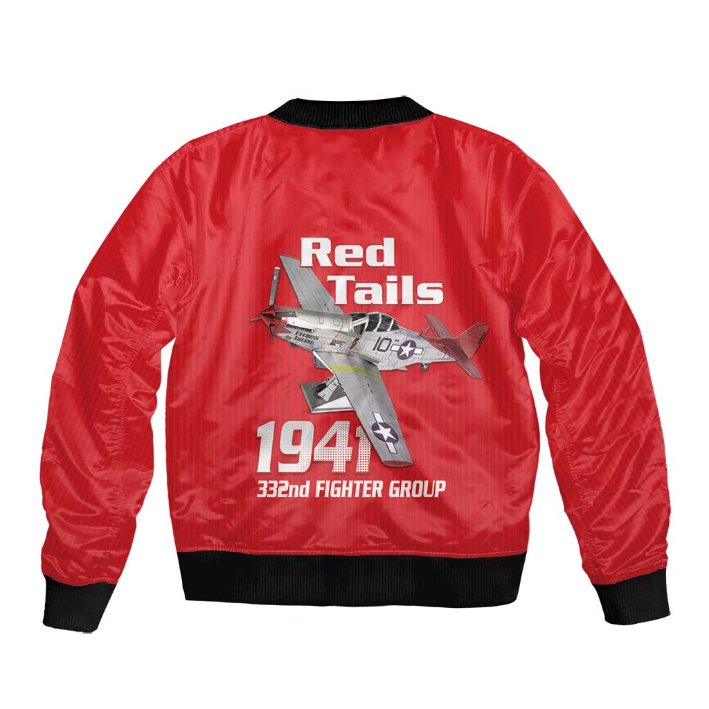 Tuskegee Red Tails Airmen Bomber Jacket 332nd Fighter Group - Red - African Pride