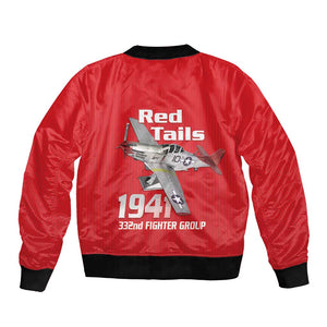 Tuskegee Red Tails Airmen Bomber Jacket 332nd Fighter Group - Red - African Pride