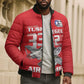 Tuskegee Red Tails Airmen Bomber Puffer Jacket P-51 Mustang 332nd Fighter Group - Red