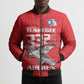 Tuskegee Red Tails Airmen Bomber Puffer Jacket P-51 Mustang 332nd Fighter Group - Red