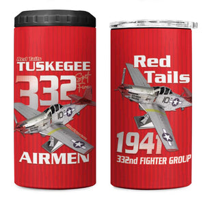 Tuskegee Red Tails Airmen 4 in 1 Can Cooler Tumbler 332nd Fighter Group - Red - African Pride