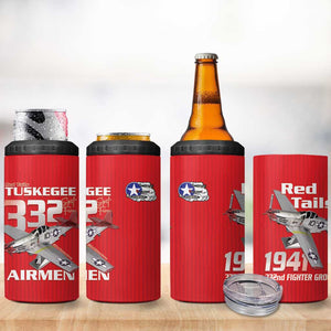 Tuskegee Red Tails Airmen 4 in 1 Can Cooler Tumbler 332nd Fighter Group - Red - African Pride