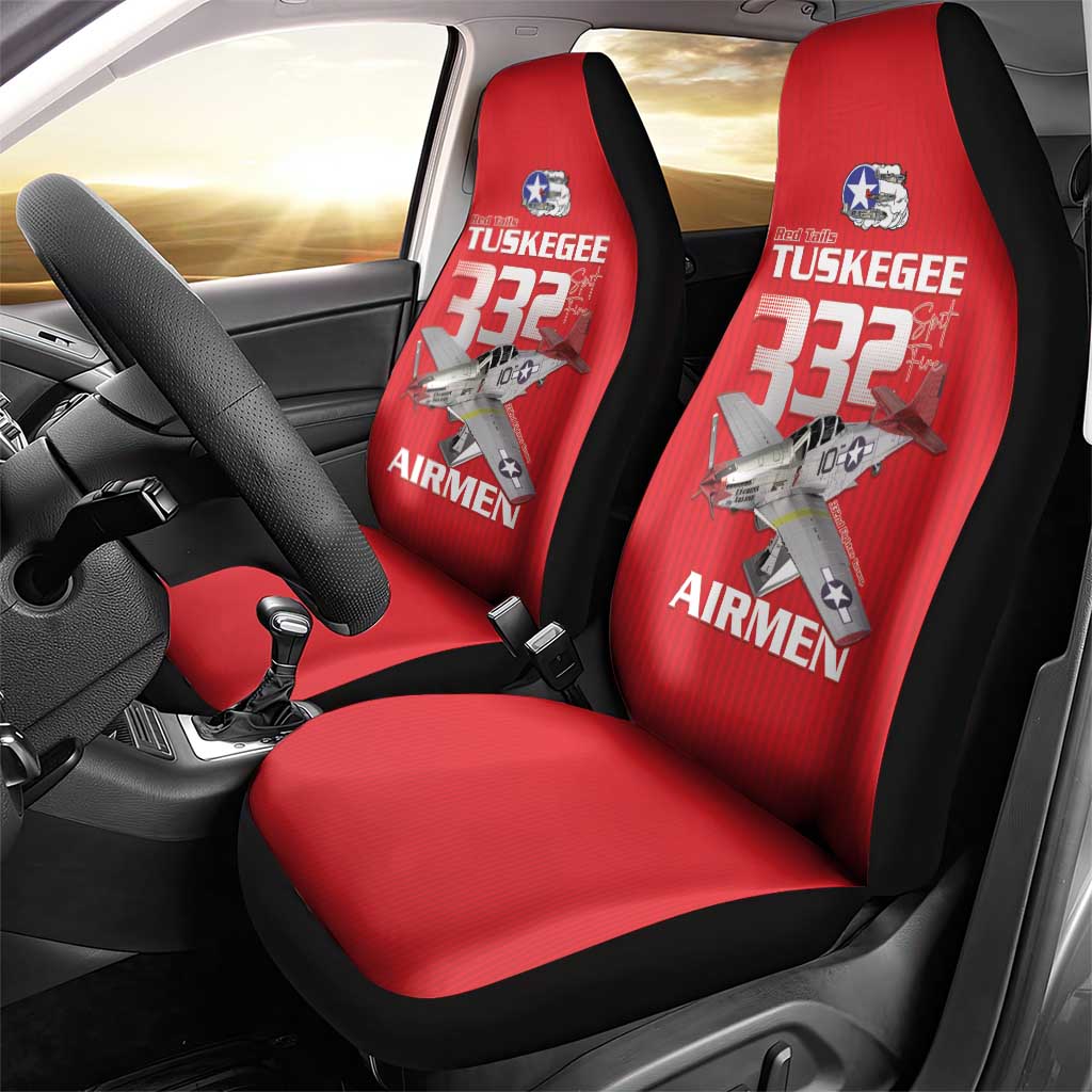 Tuskegee Red Tails Airmen Car Seat Cover 332nd Fighter Group - Red - African Pride