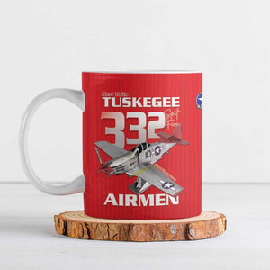 Tuskegee Red Tails Airmen Ceramic Mug P-51 Mustang 332nd Fighter Group - Red