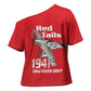 Tuskegee Red Tails Airmen Cross Shoulder Shirt P-51 Mustang 332nd Fighter Group - Red