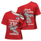 Tuskegee Red Tails Airmen Cross Shoulder Shirt P-51 Mustang 332nd Fighter Group - Red