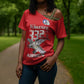 Tuskegee Red Tails Airmen Cross Shoulder Shirt P-51 Mustang 332nd Fighter Group - Red