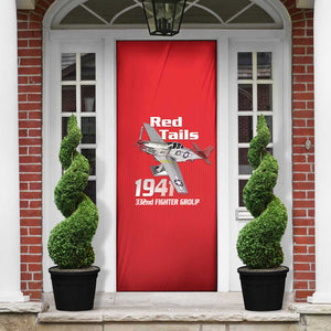 Tuskegee Red Tails Airmen Door Cover P-51 Mustang 332nd Fighter Group - Red