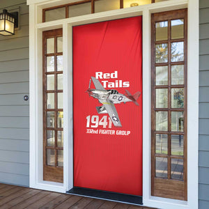 Tuskegee Red Tails Airmen Door Cover P-51 Mustang 332nd Fighter Group - Red