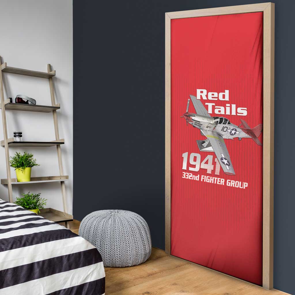 Tuskegee Red Tails Airmen Door Cover P-51 Mustang 332nd Fighter Group - Red