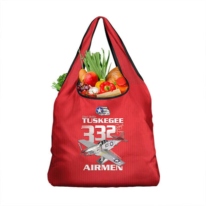 Tuskegee Red Tails Airmen Grocery Bag 332nd Fighter Group - Red - African Pride