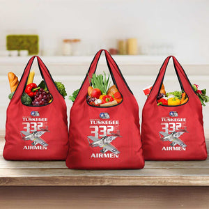Tuskegee Red Tails Airmen Grocery Bag 332nd Fighter Group - Red - African Pride