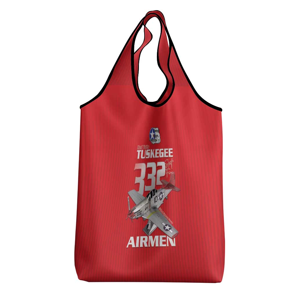 Tuskegee Red Tails Airmen Grocery Bag 332nd Fighter Group - Red - African Pride