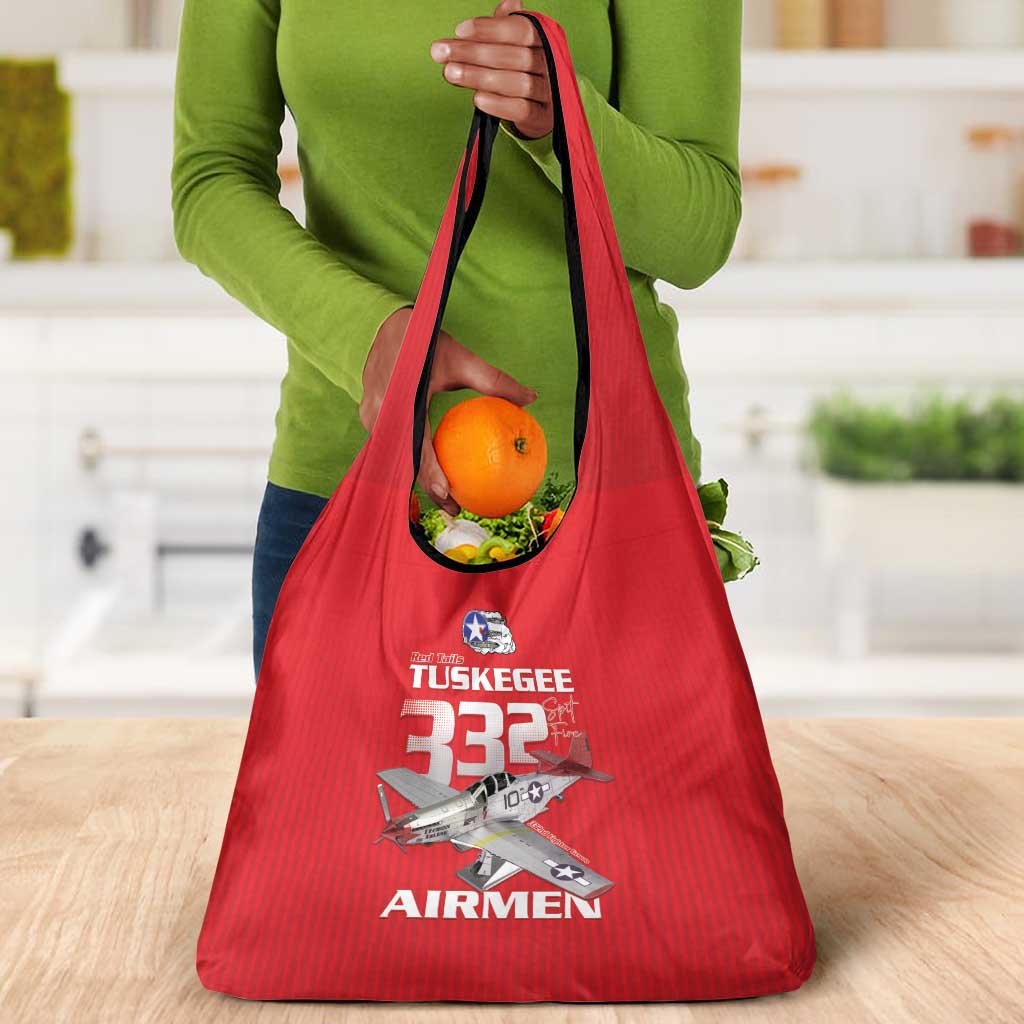 Tuskegee Red Tails Airmen Grocery Bag 332nd Fighter Group - Red - African Pride