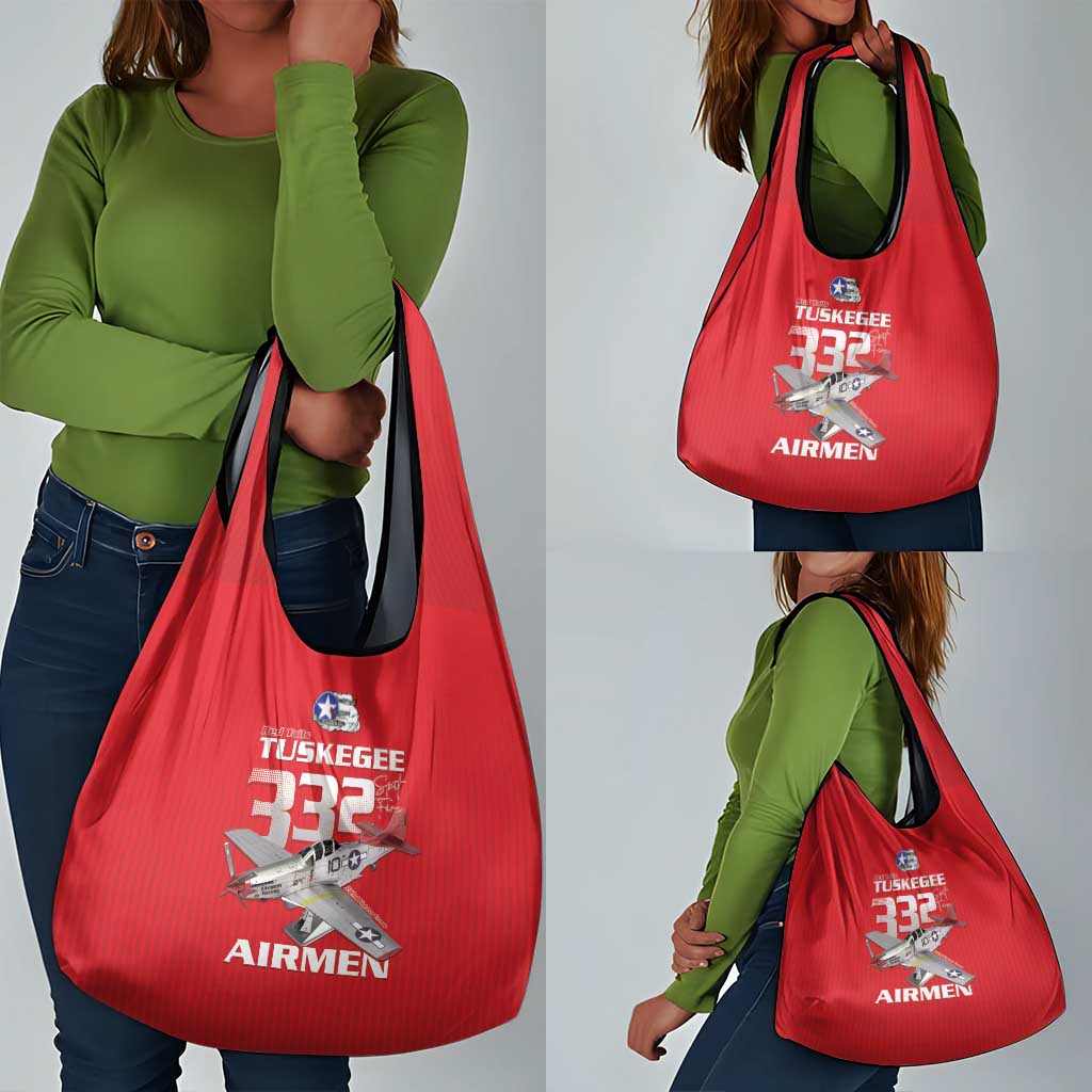 Tuskegee Red Tails Airmen Grocery Bag 332nd Fighter Group - Red - African Pride