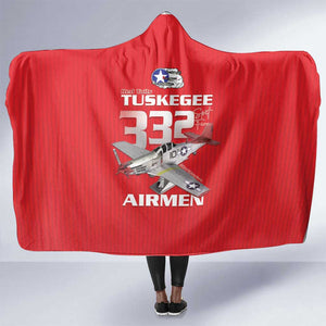 Tuskegee Red Tails Airmen Hooded Blanket 332nd Fighter Group - Red - African Pride