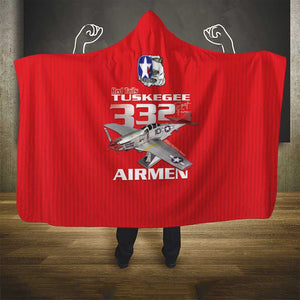 Tuskegee Red Tails Airmen Hooded Blanket 332nd Fighter Group - Red - African Pride