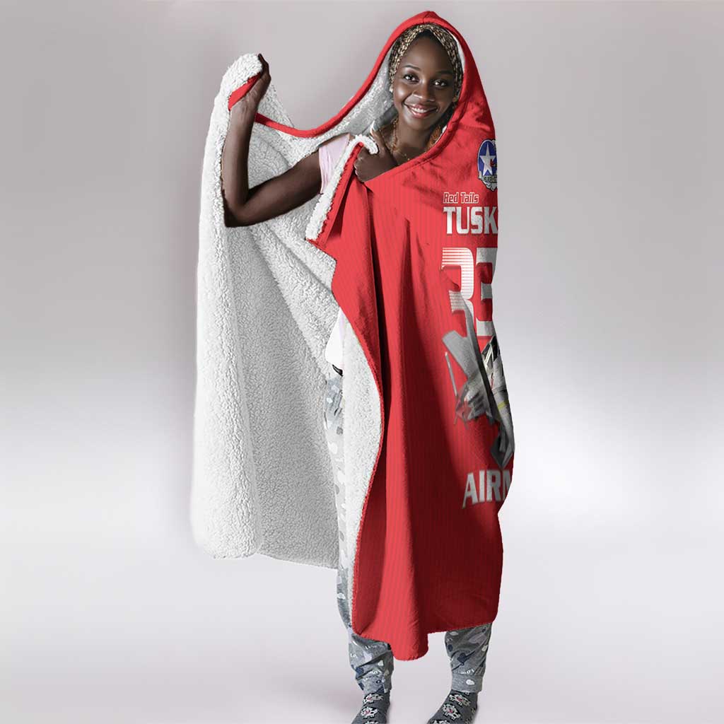 Tuskegee Red Tails Airmen Hooded Blanket 332nd Fighter Group - Red - African Pride