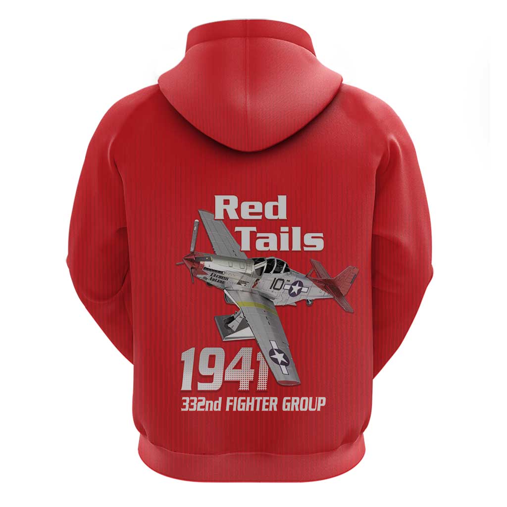 Tuskegee Red Tails Airmen Hoodie 332nd Fighter Group - Red - African Pride