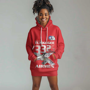 Tuskegee Red Tails Airmen Hoodie Dress 332nd Fighter Group - Red - African Pride