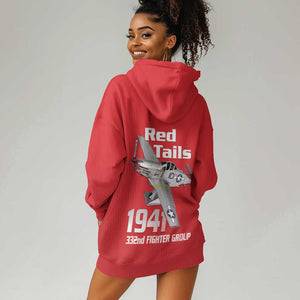 Tuskegee Red Tails Airmen Hoodie Dress 332nd Fighter Group - Red - African Pride
