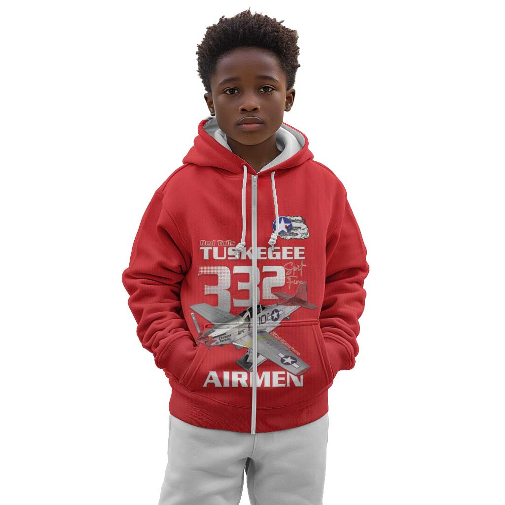 Tuskegee Red Tails Airmen Kid Hoodie 332nd Fighter Group - Red - African Pride