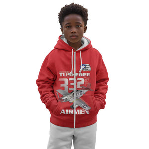 Tuskegee Red Tails Airmen Kid Hoodie 332nd Fighter Group - Red - African Pride