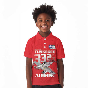 Tuskegee Red Tails Airmen Kid Polo Shirt 332nd Fighter Group - Red - African Pride