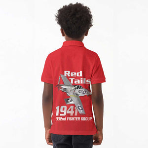 Tuskegee Red Tails Airmen Kid Polo Shirt 332nd Fighter Group - Red - African Pride