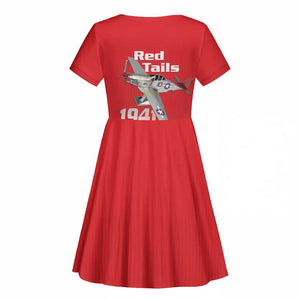 Tuskegee Red Tails Airmen Kid Short Sleeve Dress 332nd Fighter Group - Red - African Pride