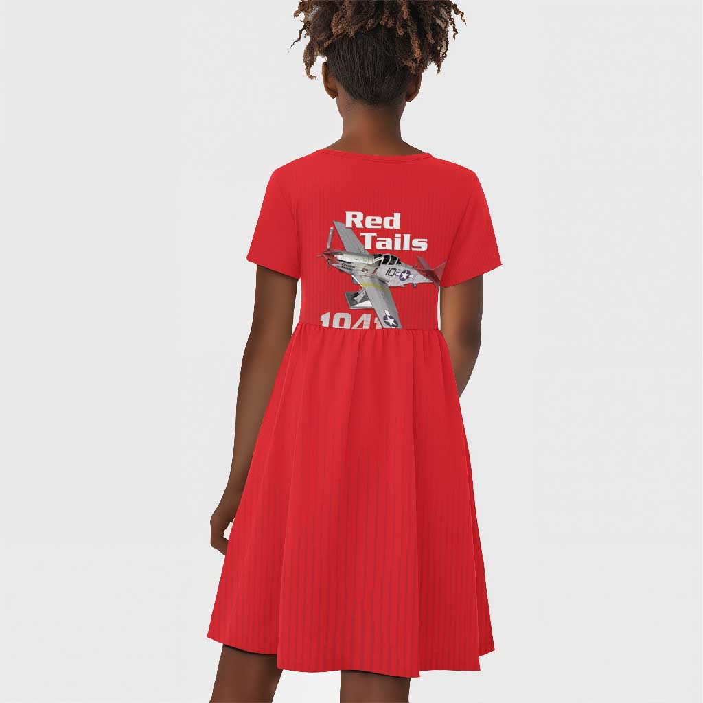 Tuskegee Red Tails Airmen Kid Short Sleeve Dress 332nd Fighter Group - Red - African Pride