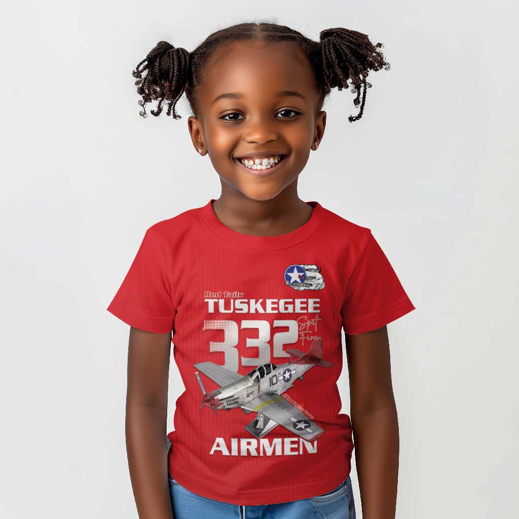 Tuskegee Red Tails Airmen Kid T shirt 332nd Fighter Group - Red - African Pride