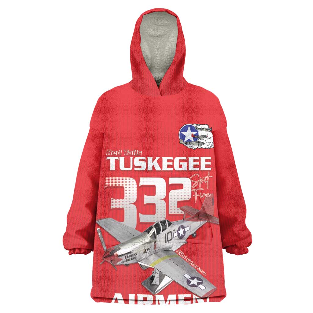 Tuskegee Red Tails Airmen Kid Wearable Blanket Hoodie 332nd Fighter Group - Red - African Pride