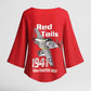 Tuskegee Red Tails Airmen Kimono Sleeve Blouse P-51 Mustang 332nd Fighter Group - Red